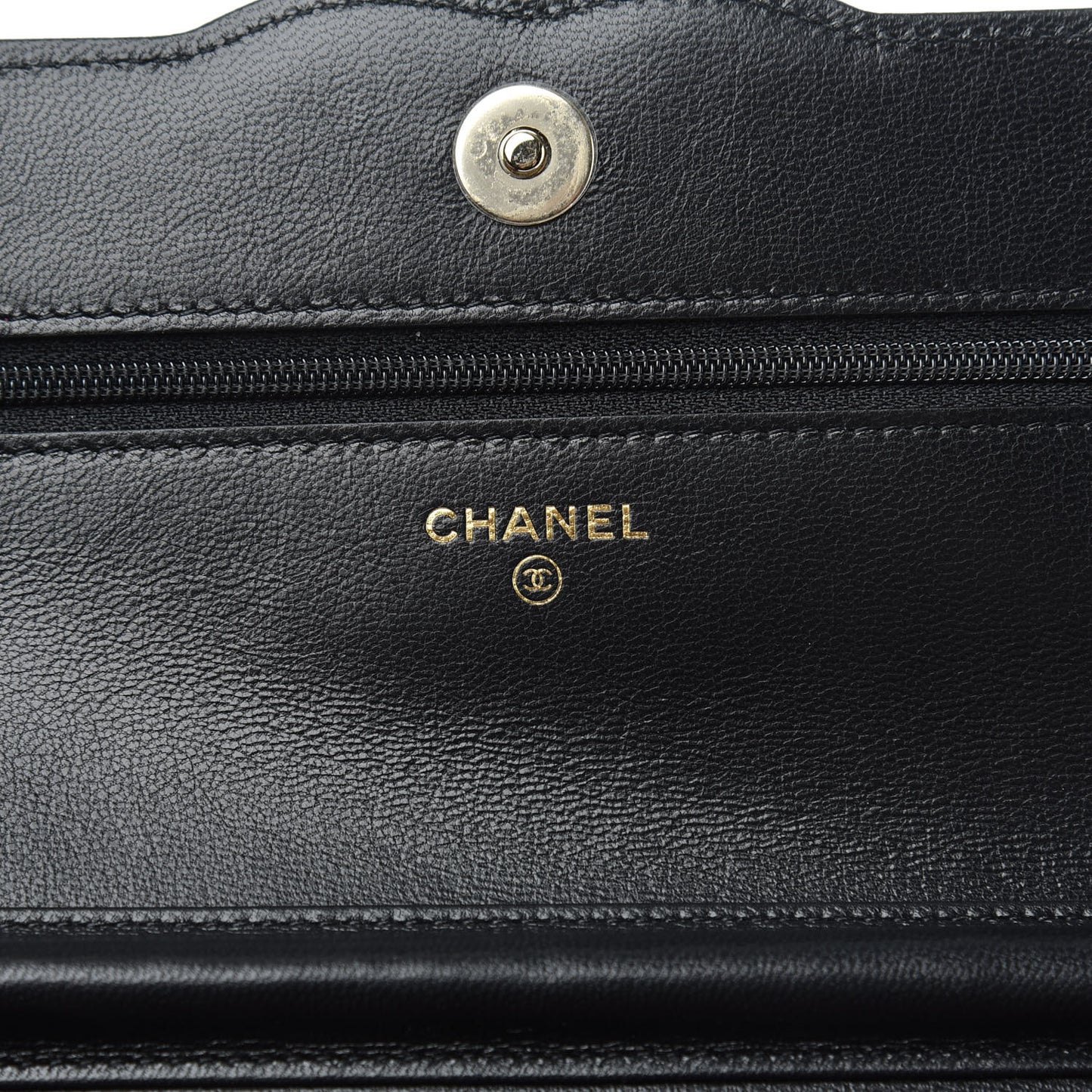 Goatskin Quilted Timeless CC Wallet On Chain WOC Black