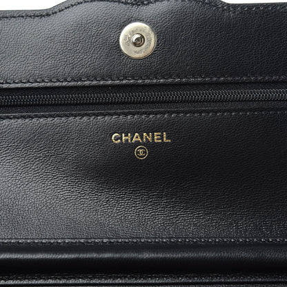 Chanel Goatskin Quilted Timeless CC Wallet On Chain WOC Black 6 of 12