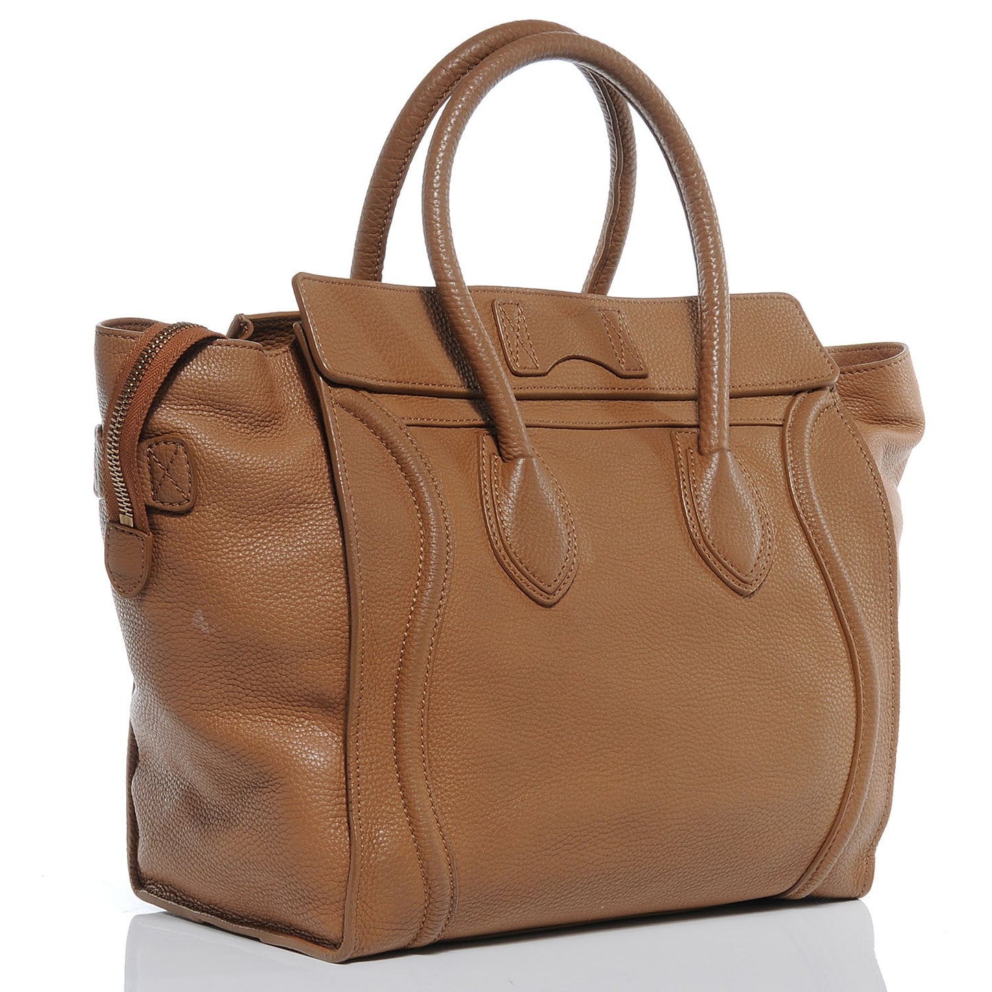 Drummed Calfskin Mini Luggage Camel