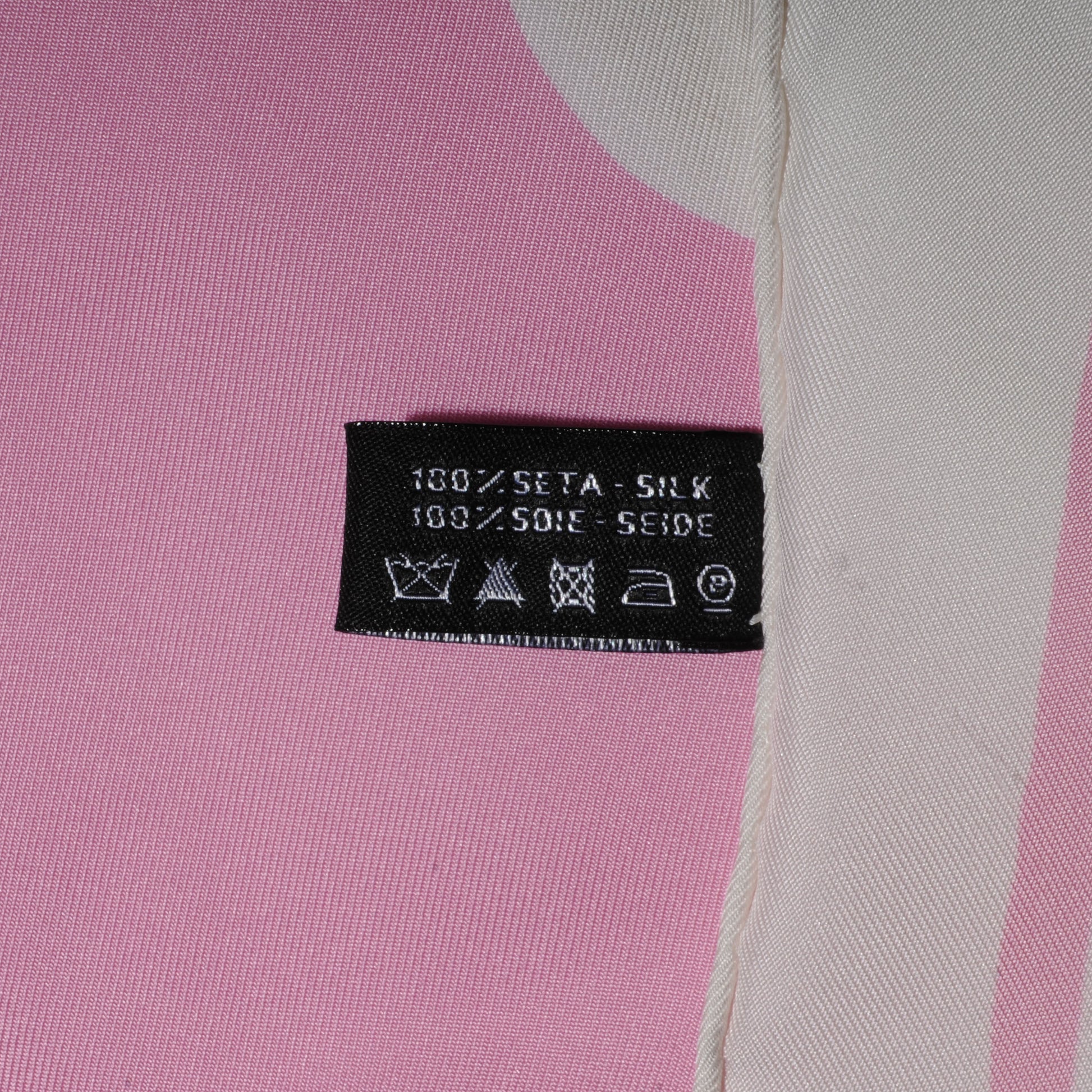 Chanel Silk Camellia Flower Scarf White Pink 5 of 5