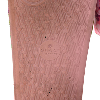 Gucci X KEN SCOTT Rubber Infinity Zia Interlocking G Womens Pool Slide Sandals 36 Green Lilac Bright Splash 6 of 7