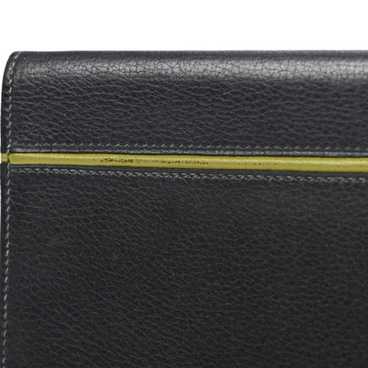 Hermes Taurillon Clemence MC2 Fleming Checkbook Holder Bleu Nuit Vert Chartreuse 8 of 9