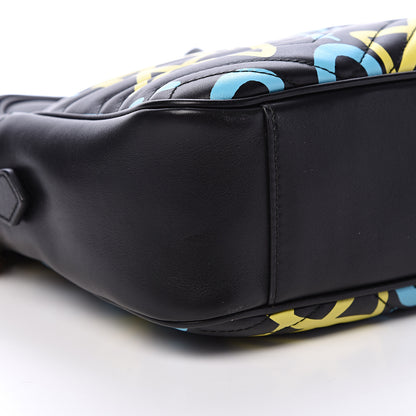 Gucci Calfskin Matelasse GucciGhost Medium GG Marmont Chain Shoulder Bag Black New Acquamarine 9 of 10