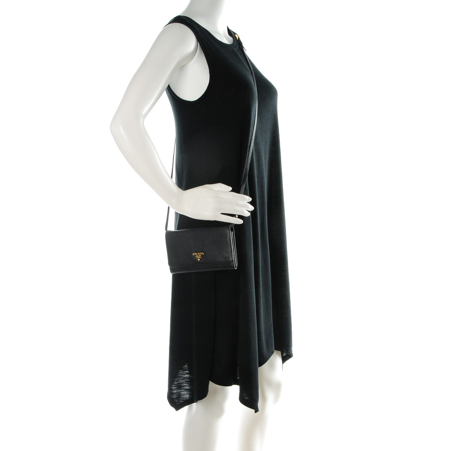 Prada Vitello Daino Metal Mini Crossbody Nero Black 2 of 7