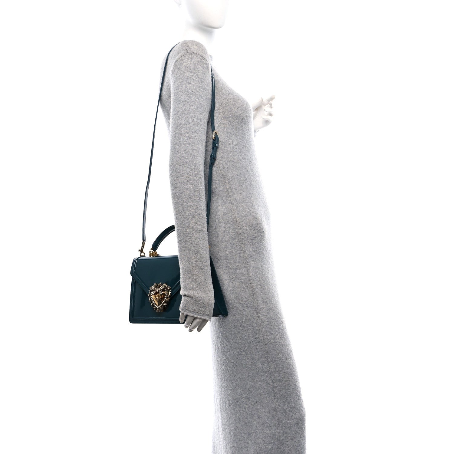 Dolce & Gabbana Patent Medium Devotion Envelope Top Handle Bag Emerald 2 of 11