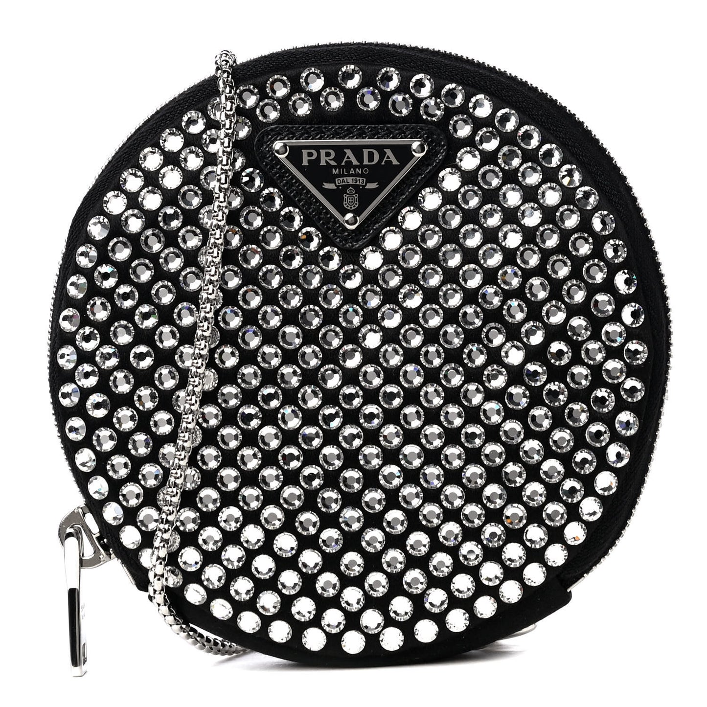 Satin Crystal Round Shoulder Bag Cristal