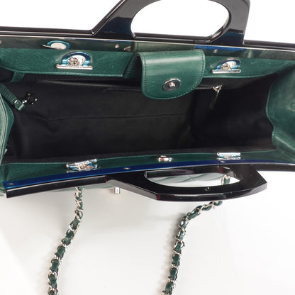 Chanel Glazed Calfskin Quilted Small CC Delivery Tote Green 6 of 8