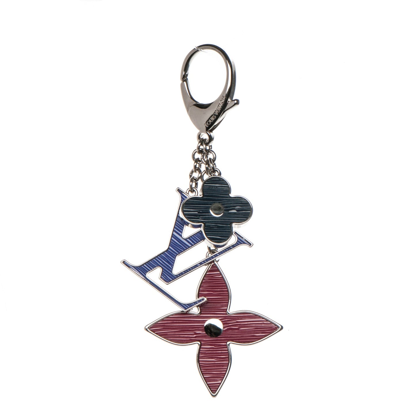 Fleur d Epi Bag Charm Figue Fuchsia Indigo