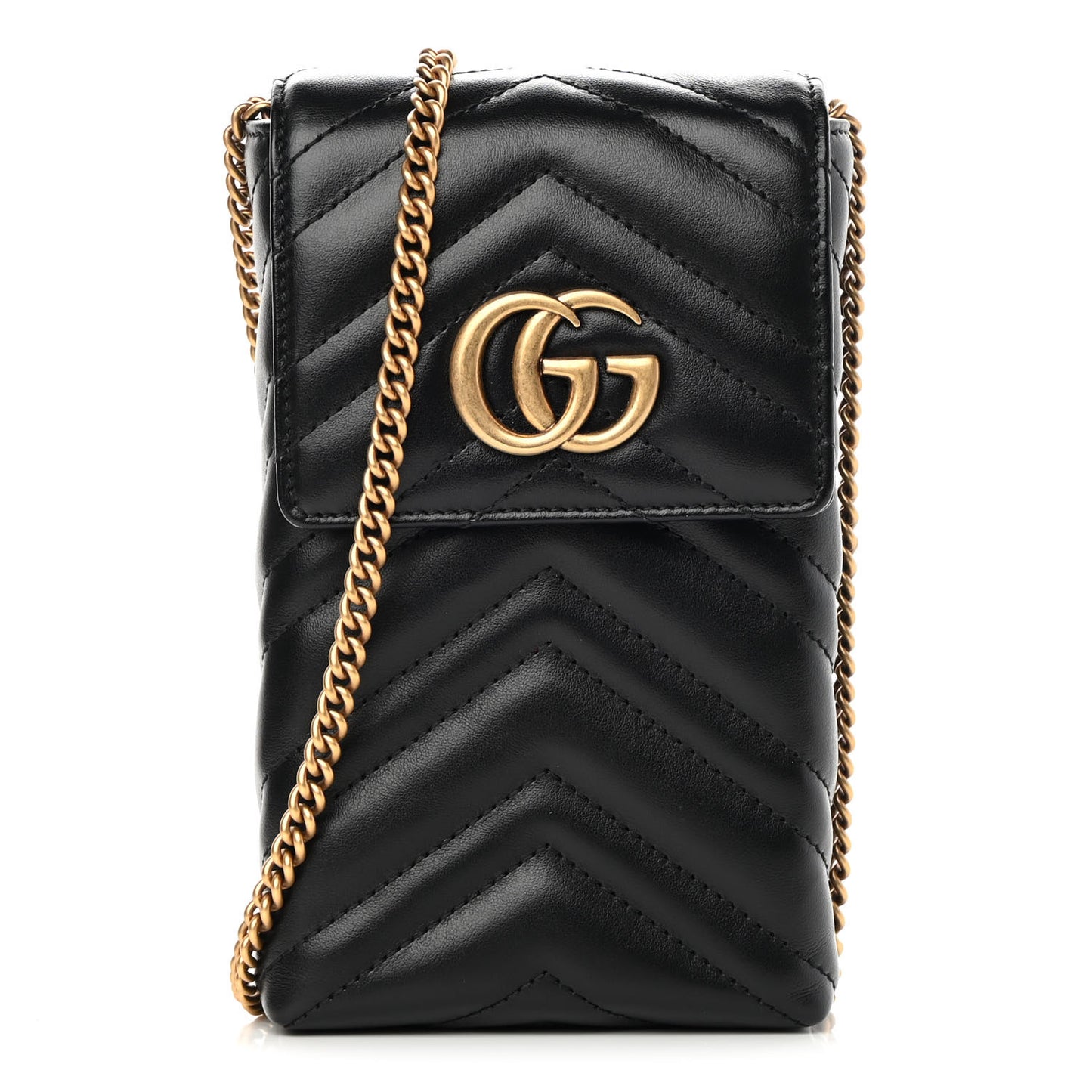 Calfskin Matelasse Mini GG Marmont Crossbody Bag Black