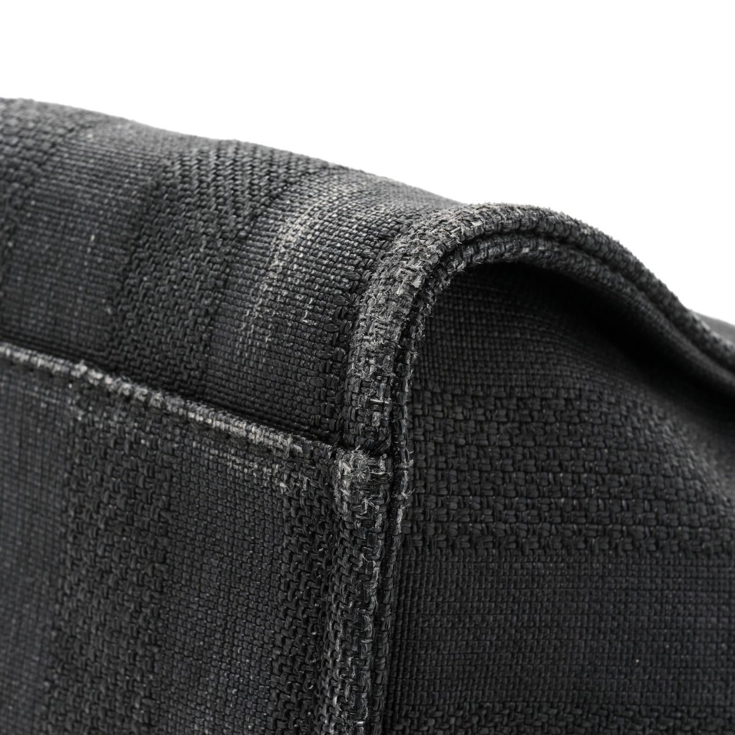 Mixed Fibers Calfskin Striped Medium Deauville Tote Black