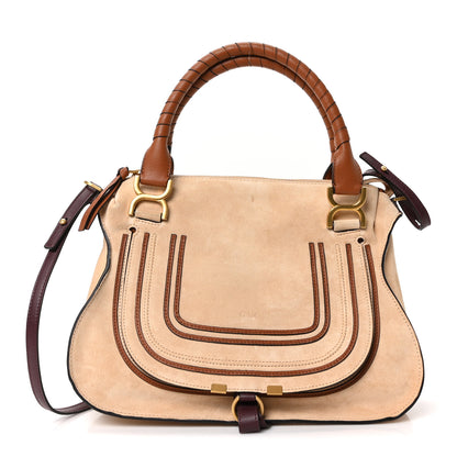 Chloe Suede Calfskin Braided Medium Marcie Double Carry Beige 1 of 10
