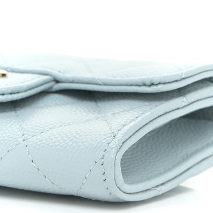 Chanel Caviar Quilted Flap Card Holder Wallet Light Blue 6 of 13
