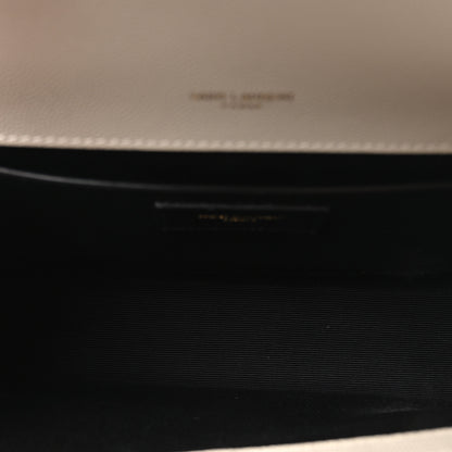Saint Laurent Grain De Poudre Textured Mixed Matelasse Medium Triquilt Monogram Satchel Crema Soft 5 of 11