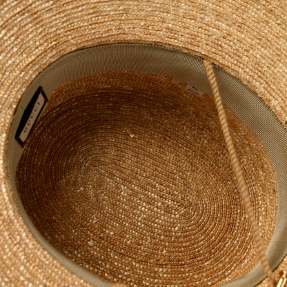 Gucci Glittered Straw Grosgrain Wide Brim Hat XL Gold Black 7 of 10