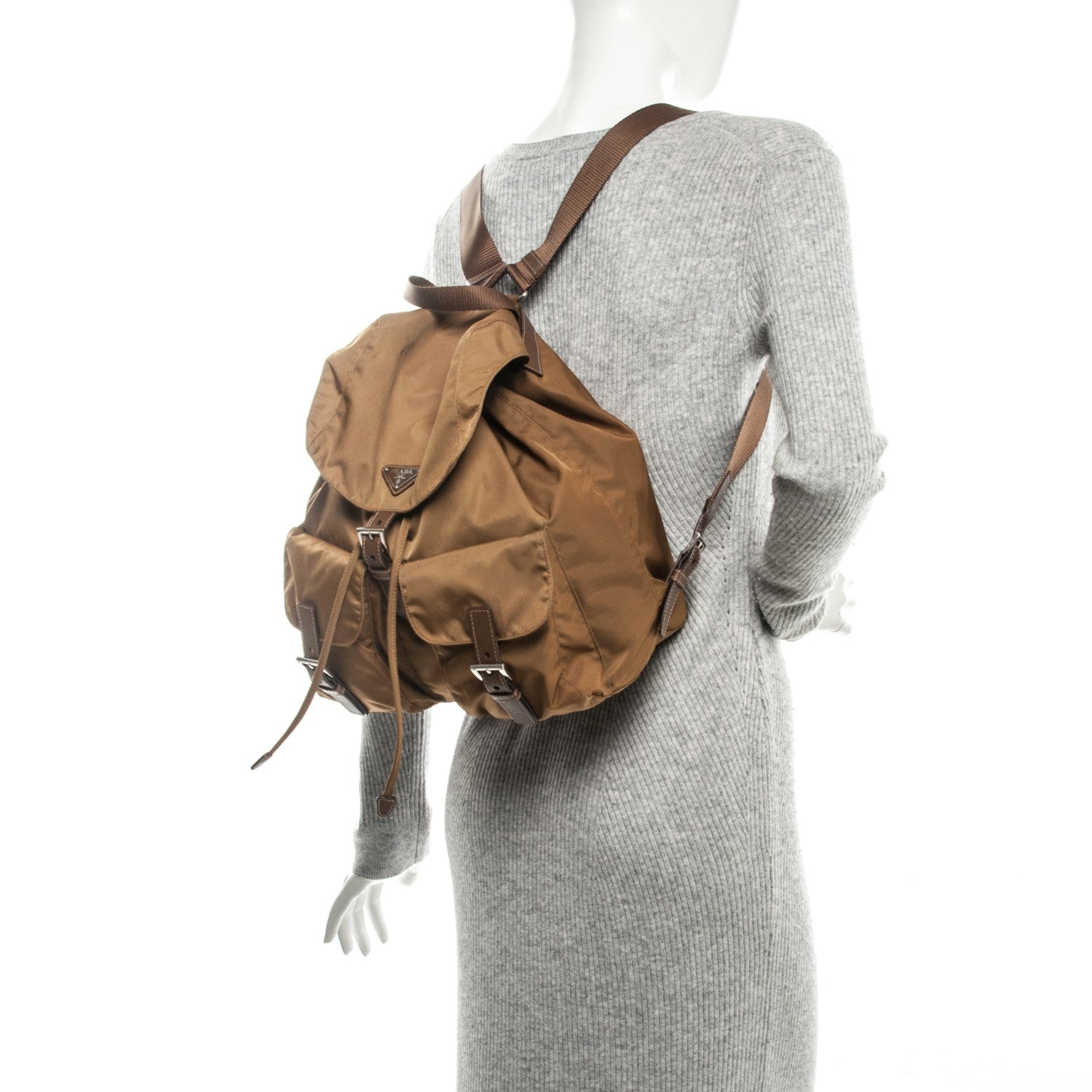 Prada Vela Nylon Saffiano Backpack Tobacco 2 of 7