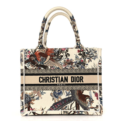 Christian Dior Canvas Embroidered Small Jardin D'Hiver Book Tote Latte Multicolor 1 of 8