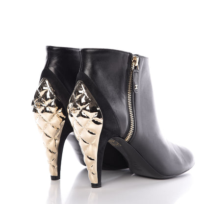 Chanel Lambskin Suede CC Short Boots 38.5 Black 4 of 9