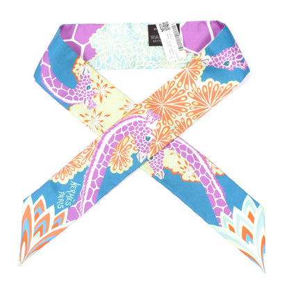 Hermes Silk The Three Graces Twilly Canard Mauve Jaune Fluo 1 of 4