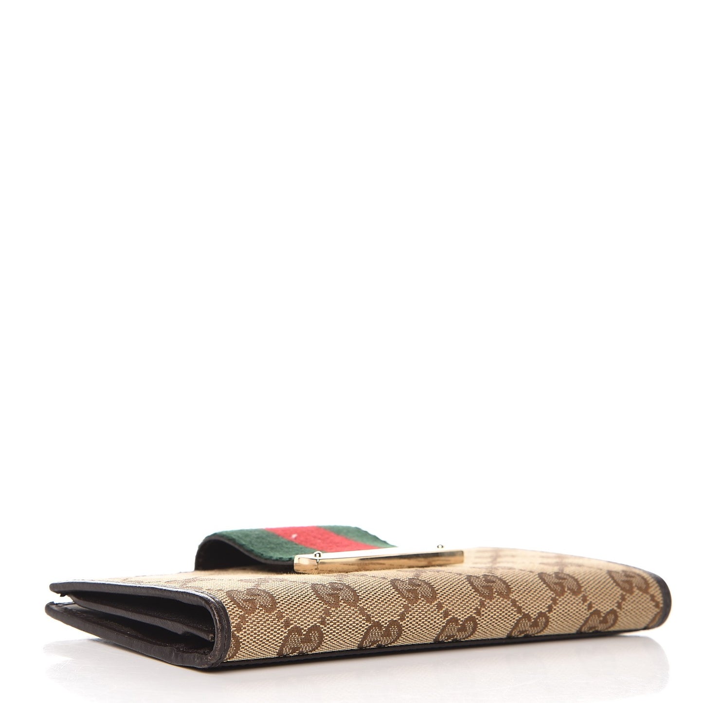 Monogram Calfskin Ladies Web Continental Wallet Beige Ebony Cocoa
