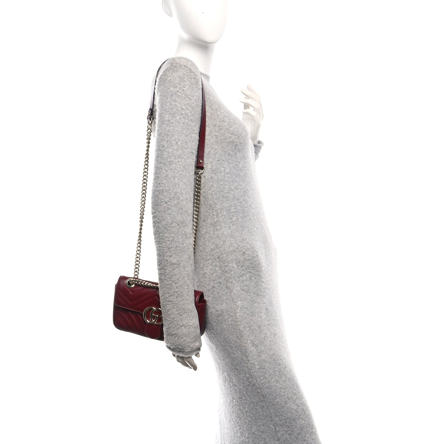 Lambskin Matelasse Mini GG Marmont Shoulder Bag Rosso Ancora