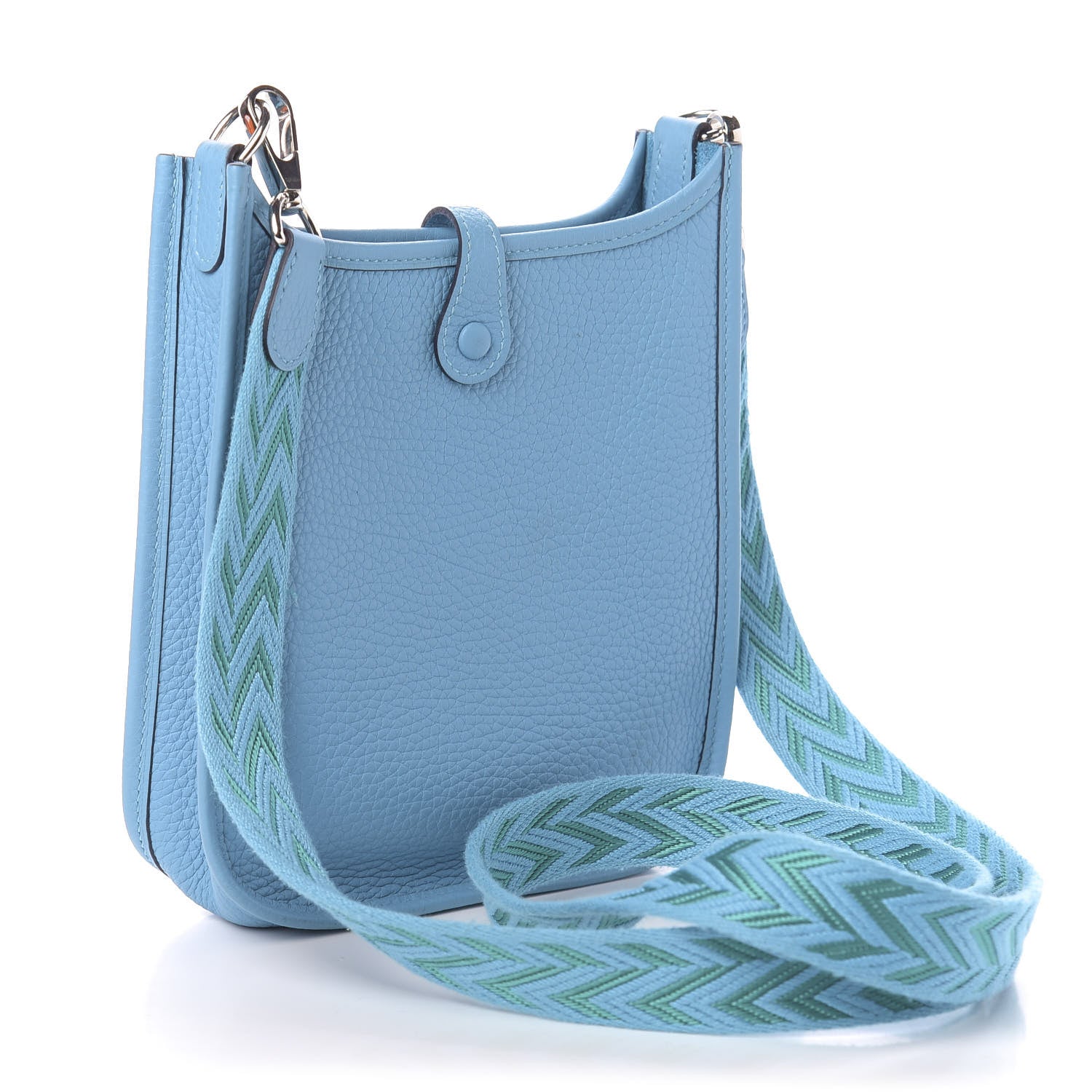 Hermes Taurillon Clemence Amazone Evelyne TPM Bleu Du Nord Vert Verone 3 of 13