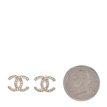 Chanel Crystal Mini Timeless CC Earrings Light Gold 2 of 4