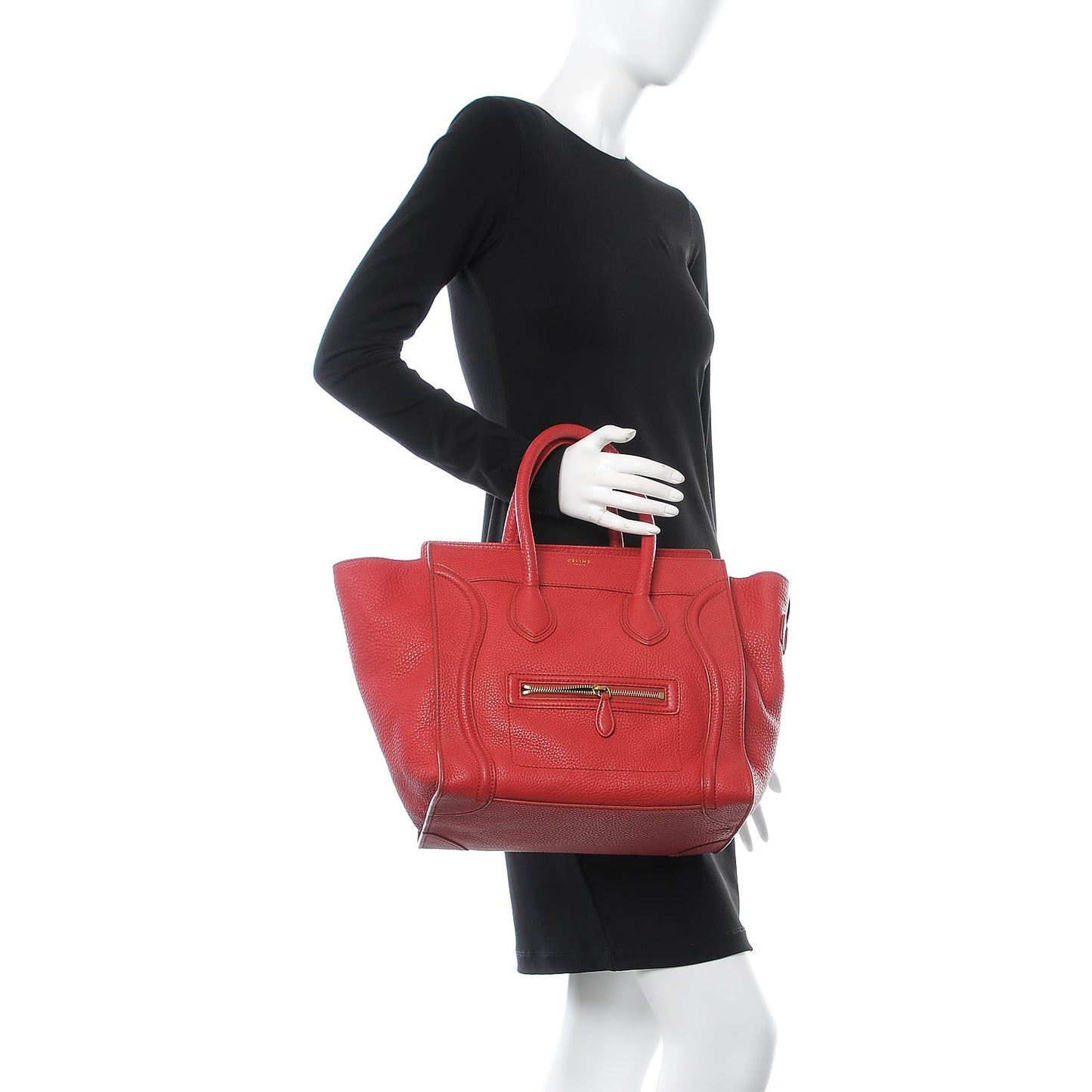 Drummed Calfskin Mini Luggage Red