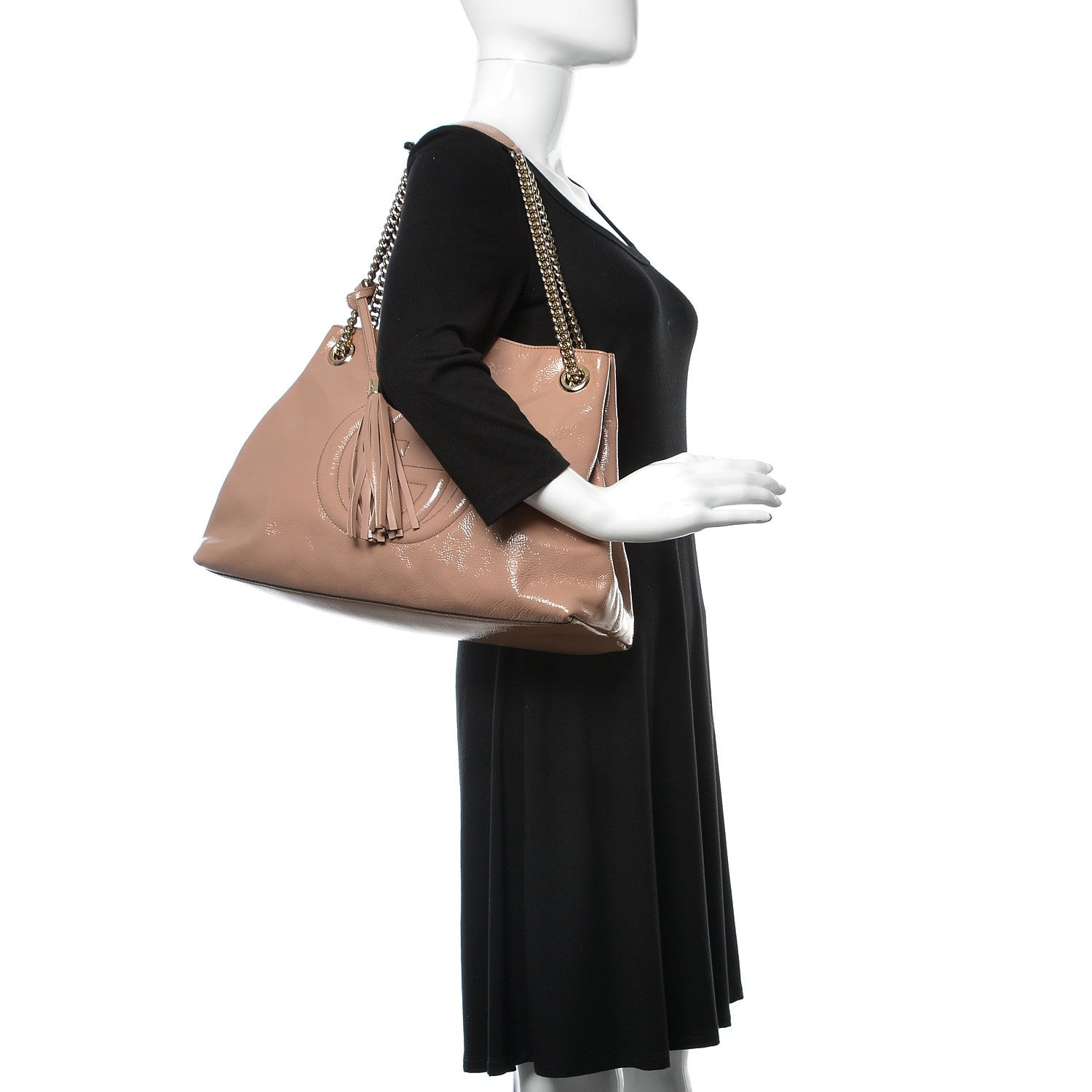 Gucci Patent Medium Soho Chain Shoulder Bag Dark Cipria 2 of 11