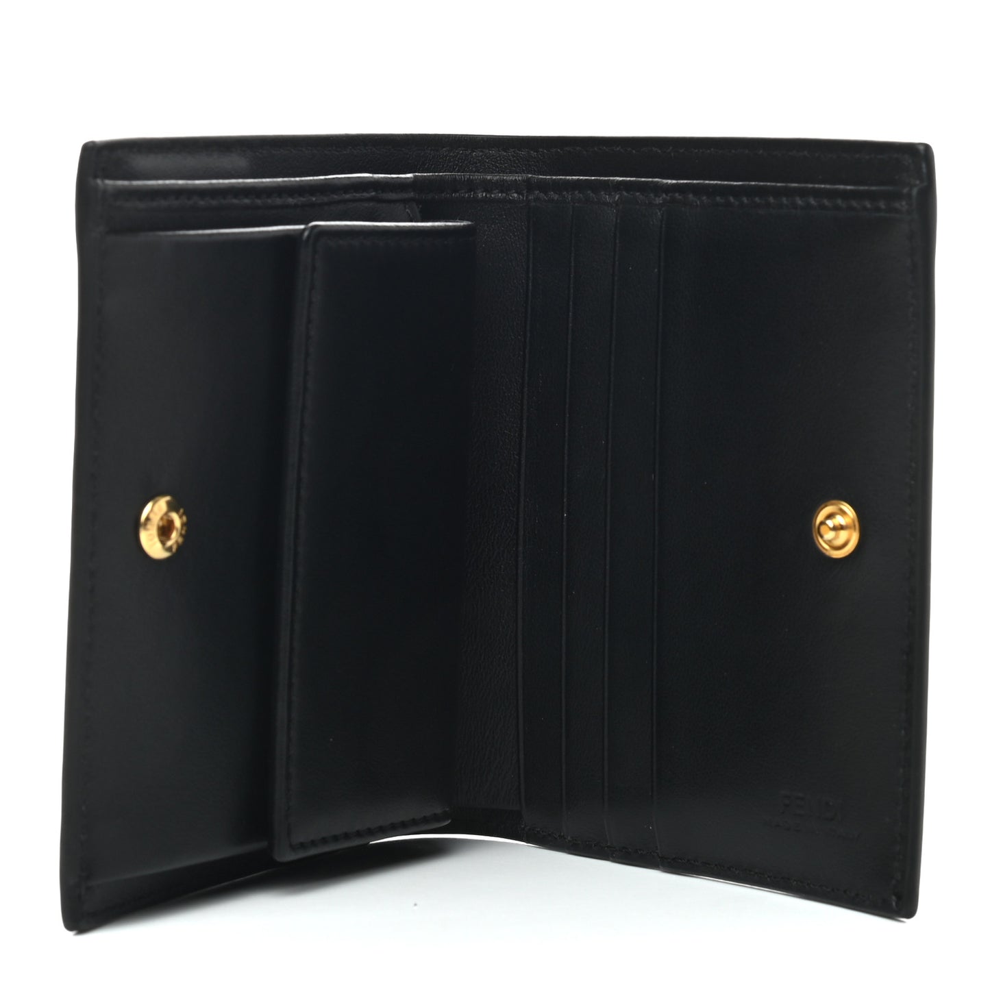 Vitello Liberty Lucido F is Fendi Compact Bi-Fold Wallet Black