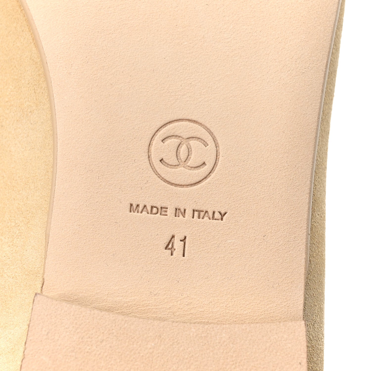 Chanel Suede Patent Calfskin Cap Toe CC Ballerina Flats 41 Beige 7 of 10