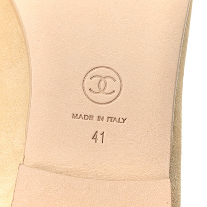 Chanel Suede Patent Calfskin Cap Toe CC Ballerina Flats 41 Beige 7 of 10