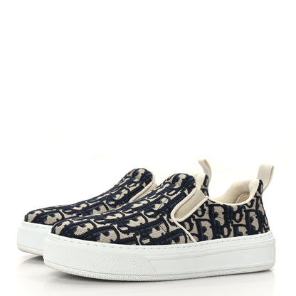 Christian Dior Canvas Oblique Embroidered Womens Solar Slip On Sneakers 36.5 Deep Blue 3 of 8