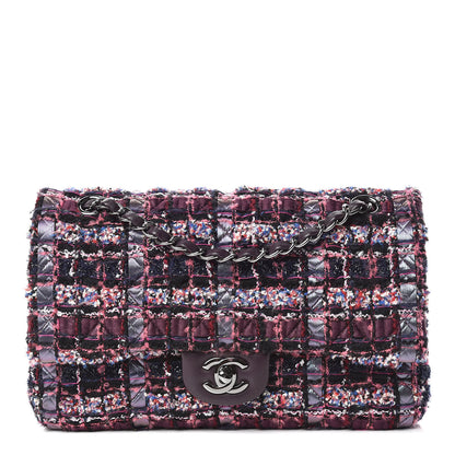 Chanel Tweed Quilted Medium Double Flap Dark Purple 1 of 9