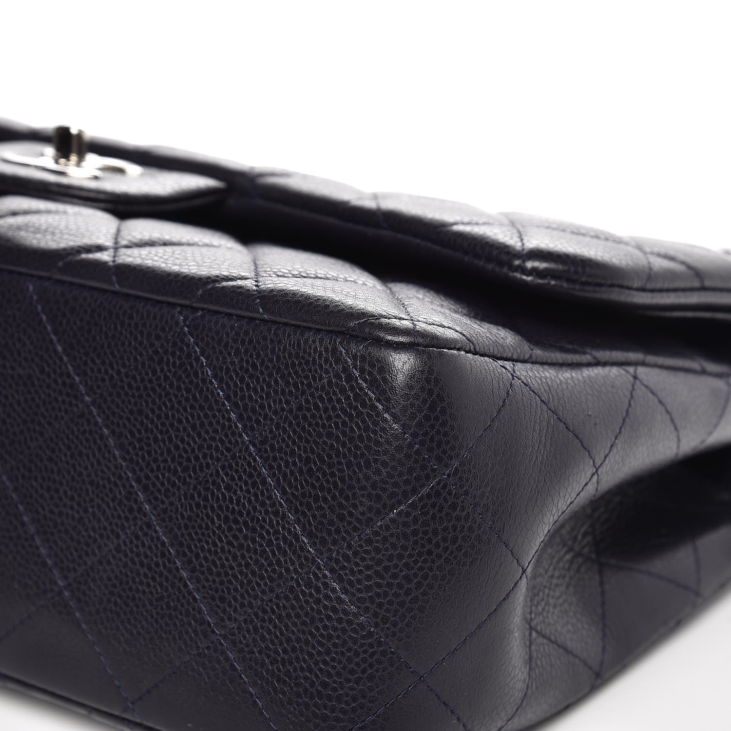 Chanel Caviar Quilted Jumbo Double Flap Navy Blue 10 of 12