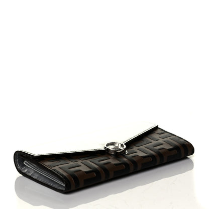 Fendi Vitello Soft Catalan Mirror F is Fendi Bi-Color FF 1974 Embossed Continental Envelope Wallet Maya Black Argento 3 of 5