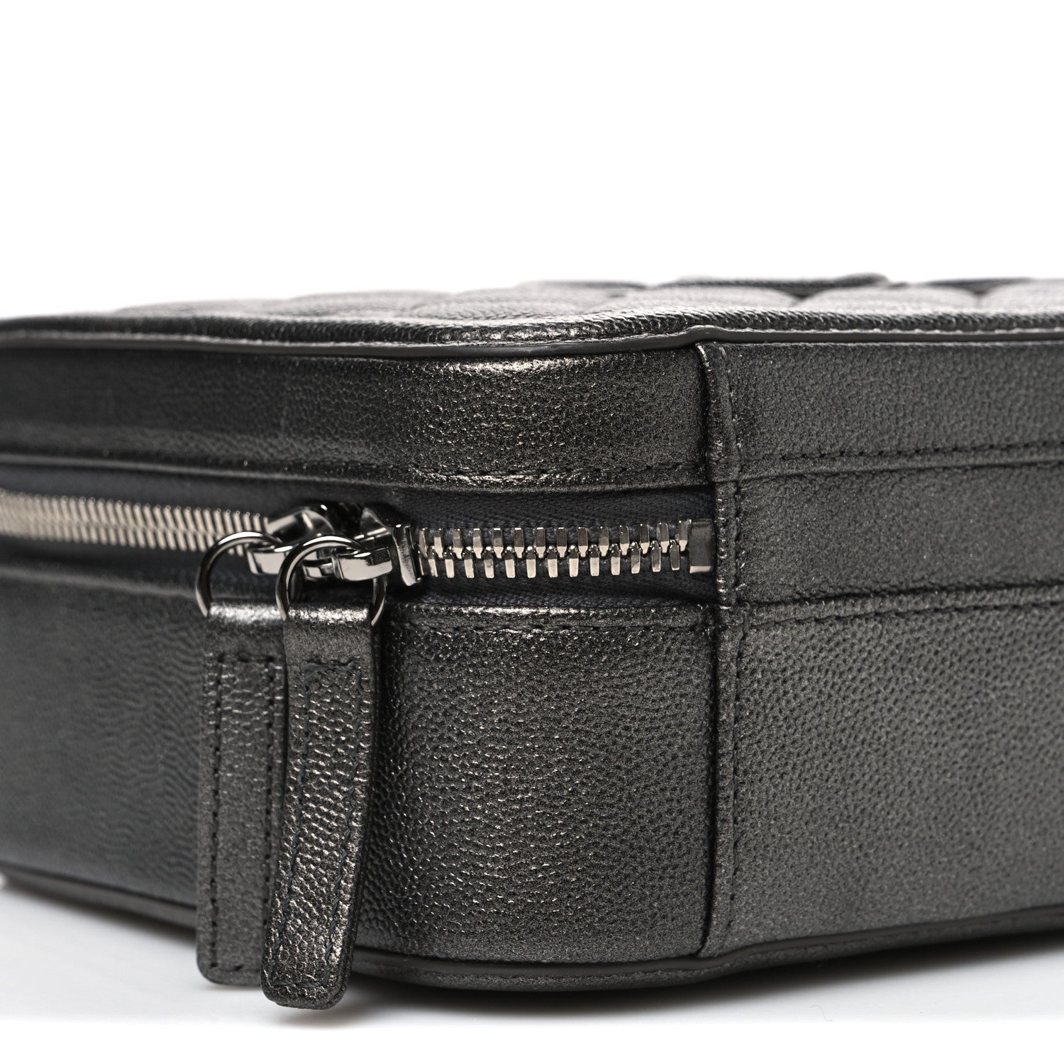 Chanel Metallic Caviar Quilted Medium CC Filigree Vanity Case Dark Silver 9 of 11