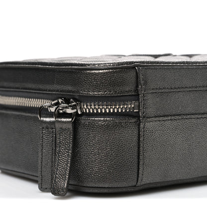 Chanel Metallic Caviar Quilted Medium CC Filigree Vanity Case Dark Silver 9 of 11