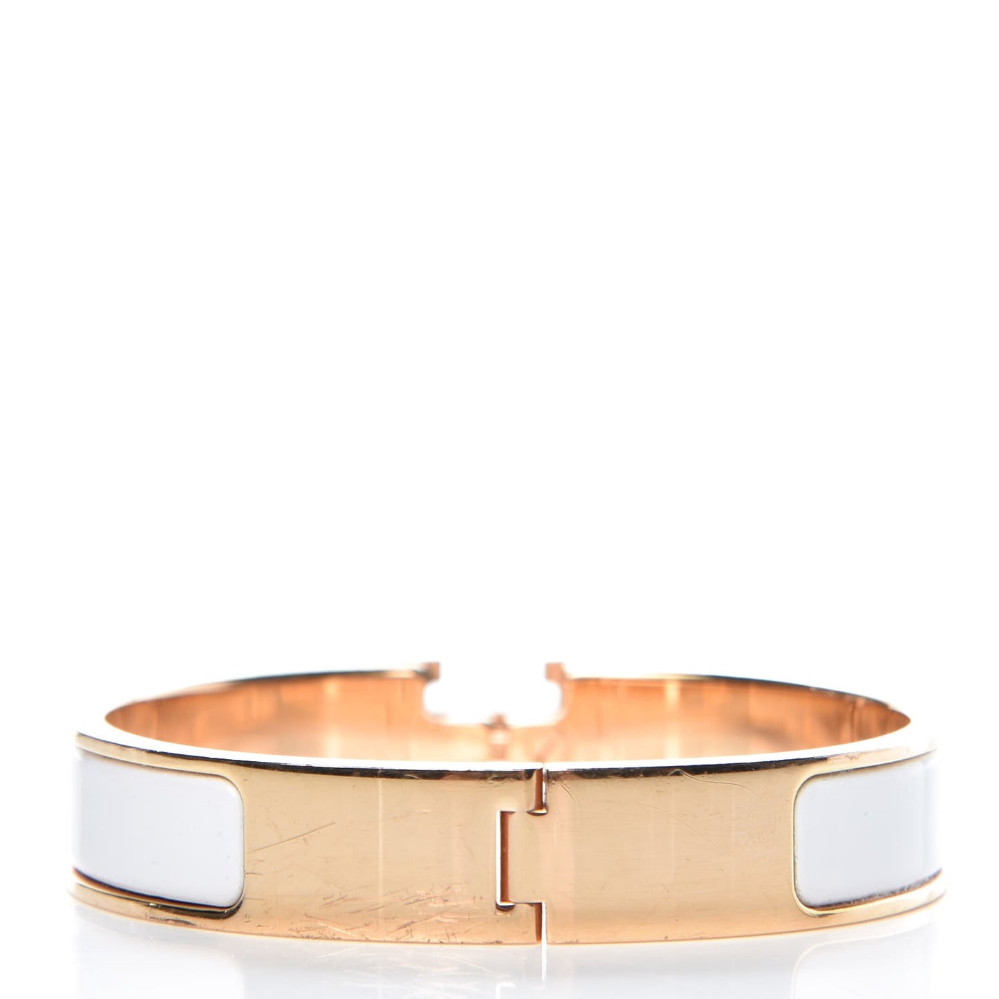 Enamel Narrow Clic Clac H Bracelet PM White