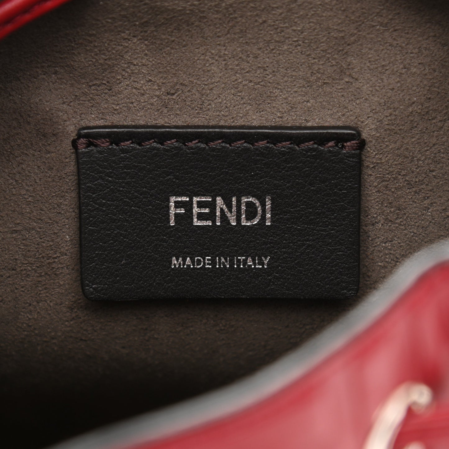 Vitello Liberty F is Fendi FF 1974 Embossed Mini Mon Tresor Bucket Bag Fragola