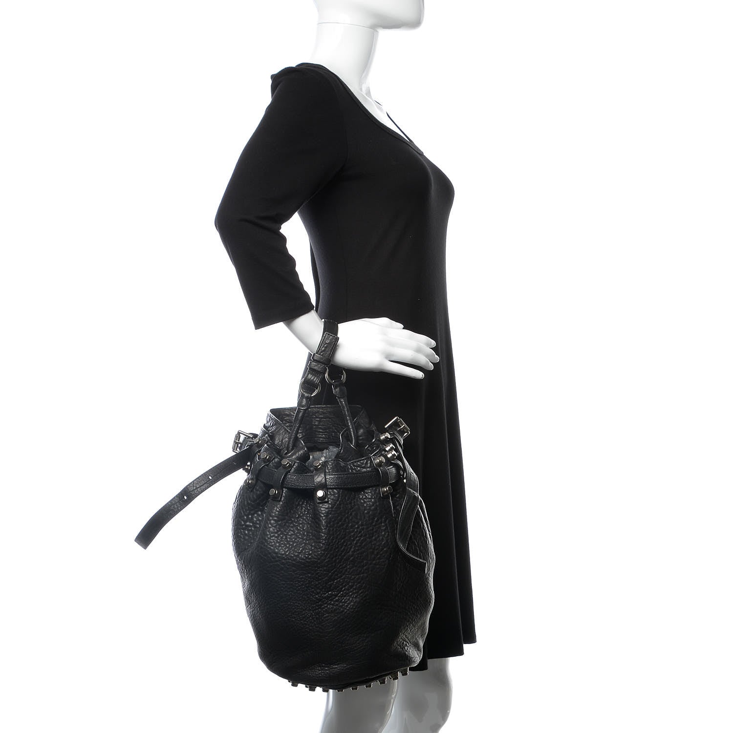 Alexander Wang Pebbled Lambskin Diego Bucket Black Nickel Hardware 2 of 16