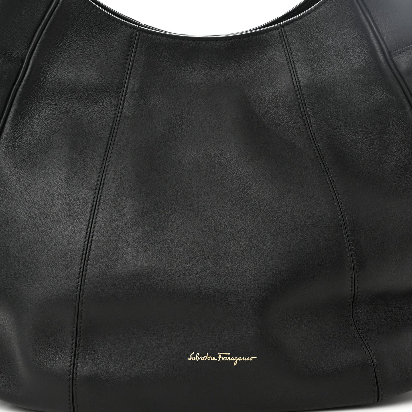 Calfskin Elle Gancini Chain Hobo Black