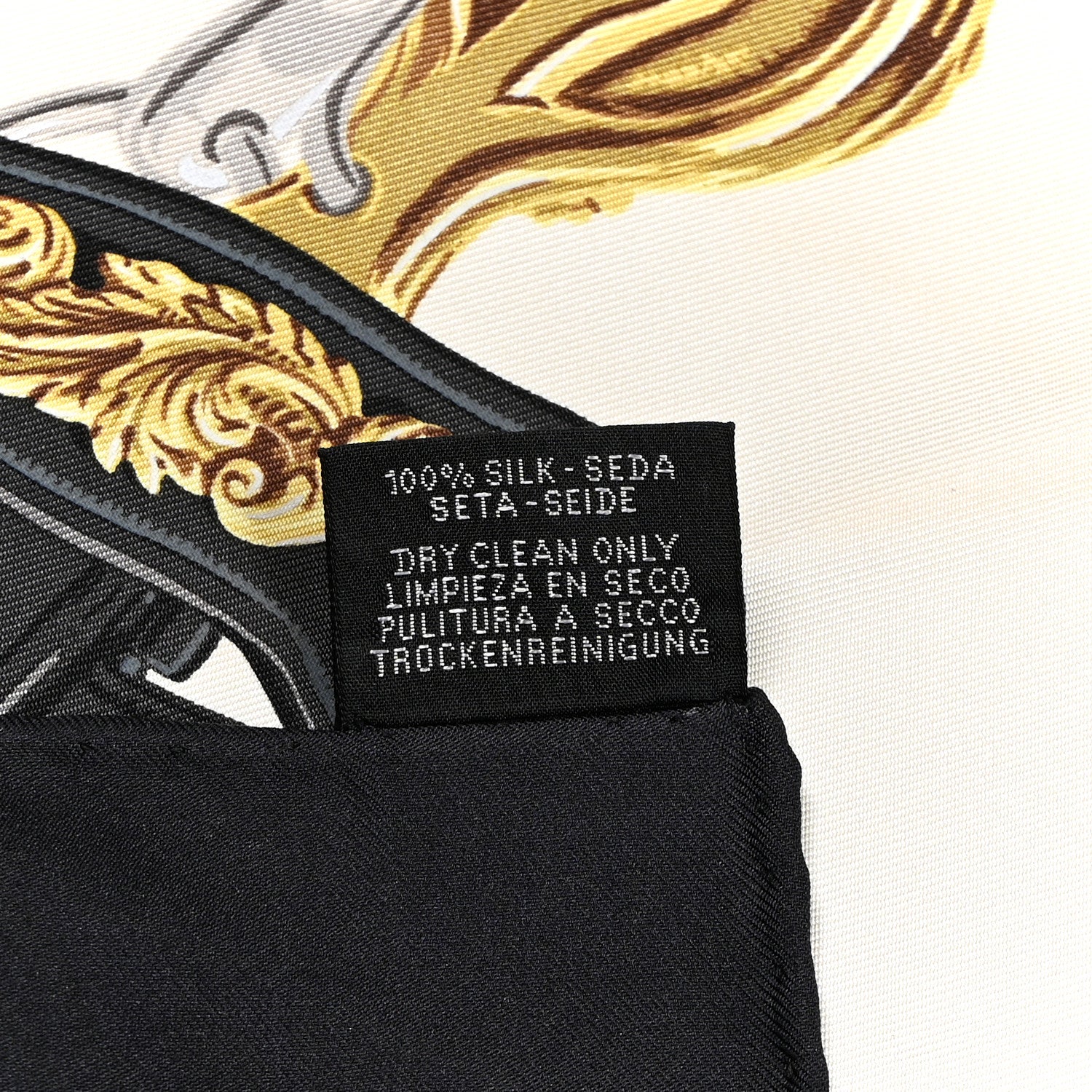 Hermes Silk Brides De Gala Scarf 90 Black Creme Gold 2 of 4