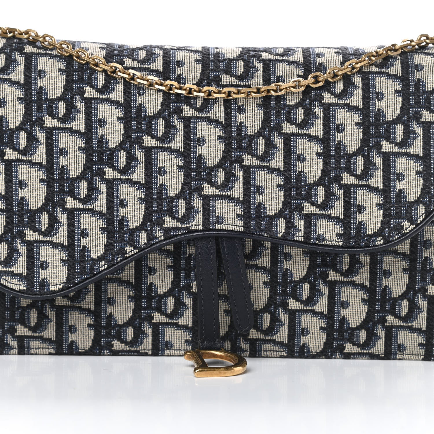 Christian Dior Oblique Saddle Chain Pouch Blue 8 of 10