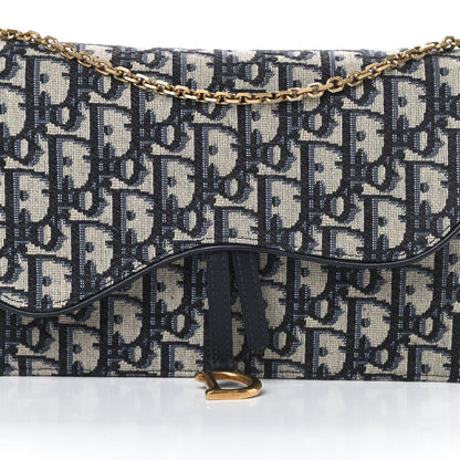 Christian Dior Oblique Saddle Chain Pouch Blue 8 of 10