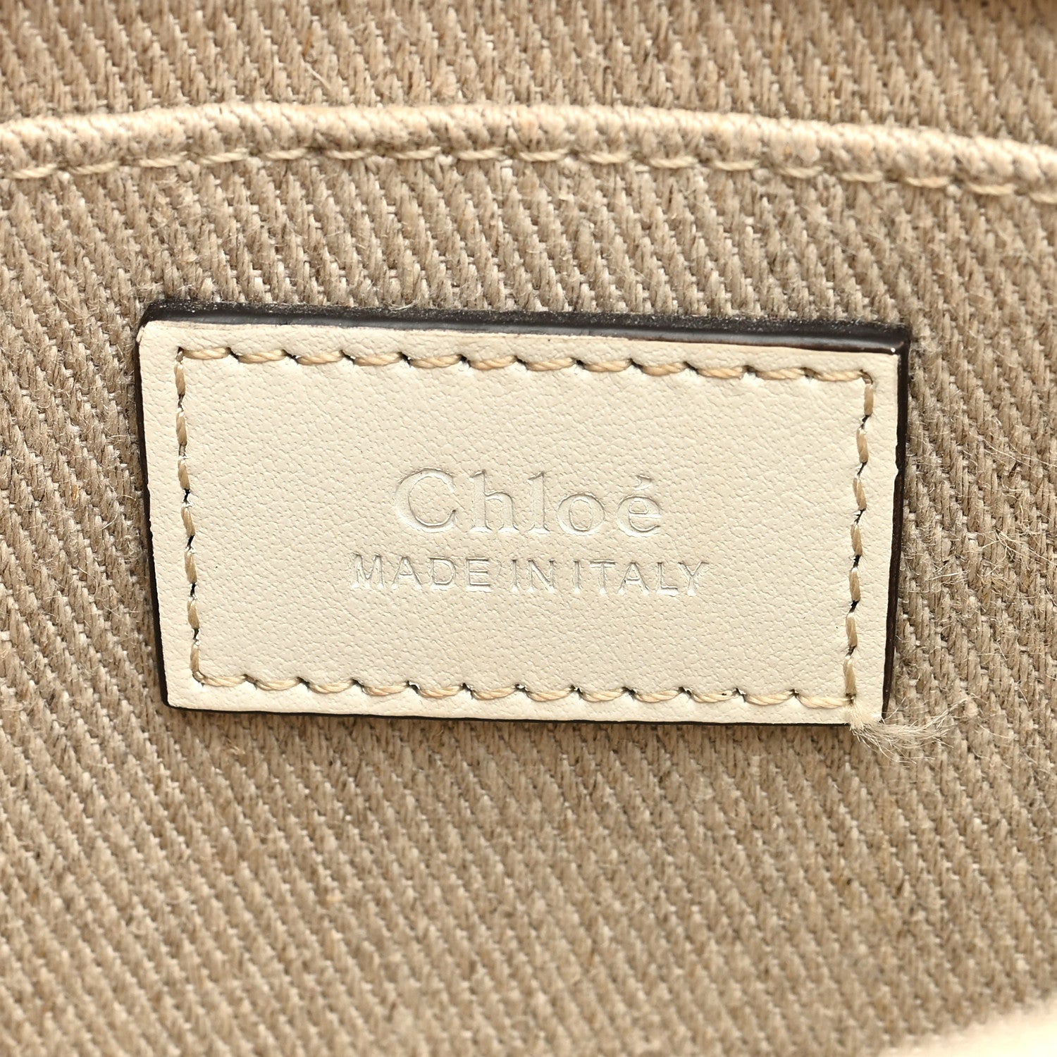 Chloe Cotton Calfskin Mini Woody Ribbon Tote White Light Brown 6 of 9