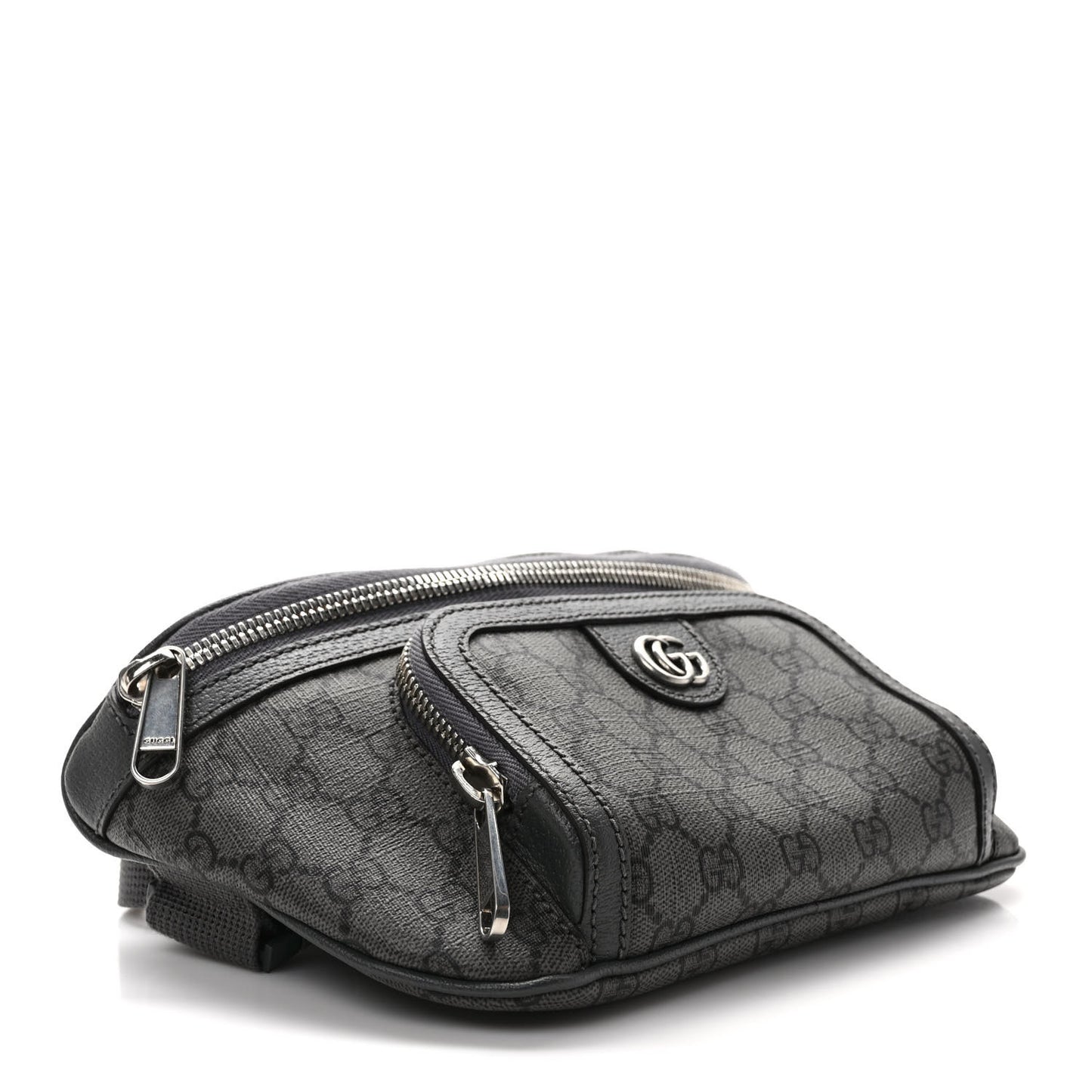 GG Supreme Monogram Textured Dollar Calfskin Ophidia Belt Bag Grey Black Graphite Grey