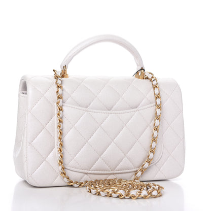 Chanel Iridescent Lambskin Quilted Mini Top Handle Rectangular Flap White 3 of 11