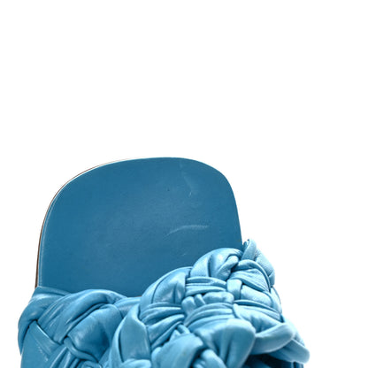 Bottega Veneta Shiny Nappa Intrecciato The Board Sandals 39 Sky Blue 8 of 8