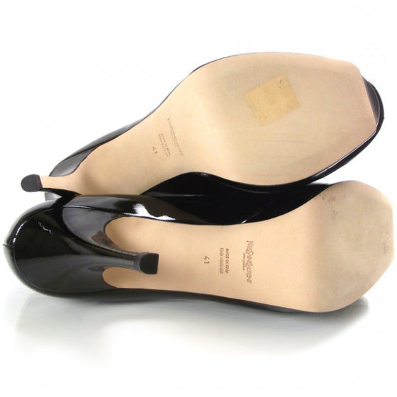Patent Tribute Platform Mary Jane Peep Toe Pumps 41 Black