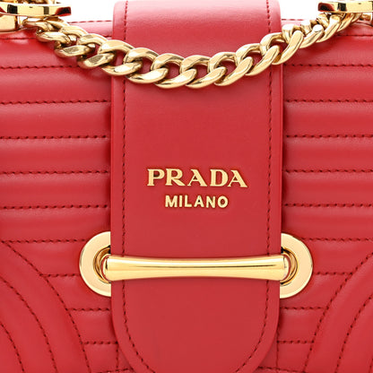 Prada Soft Calfskin Impunture Diagramme Small Sidonie Chain Crossbody Bag Fuoco 8 of 10